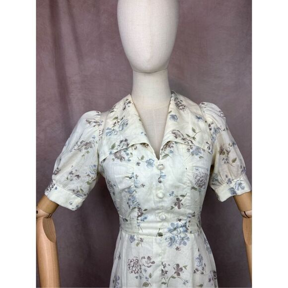 Vintage 90s does 1940s Floral Dress Size Small - Picture 2 of 6